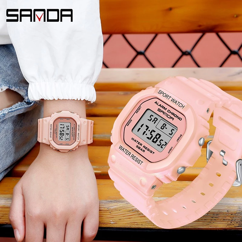 Jam Tangan Wanita Digital Tali Rubber Chronograph Anti Air - Image 3