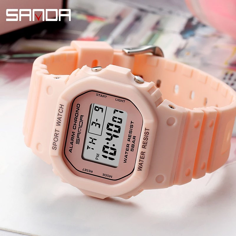 Jam Tangan Wanita Digital Tali Rubber Chronograph Anti Air - Image 2