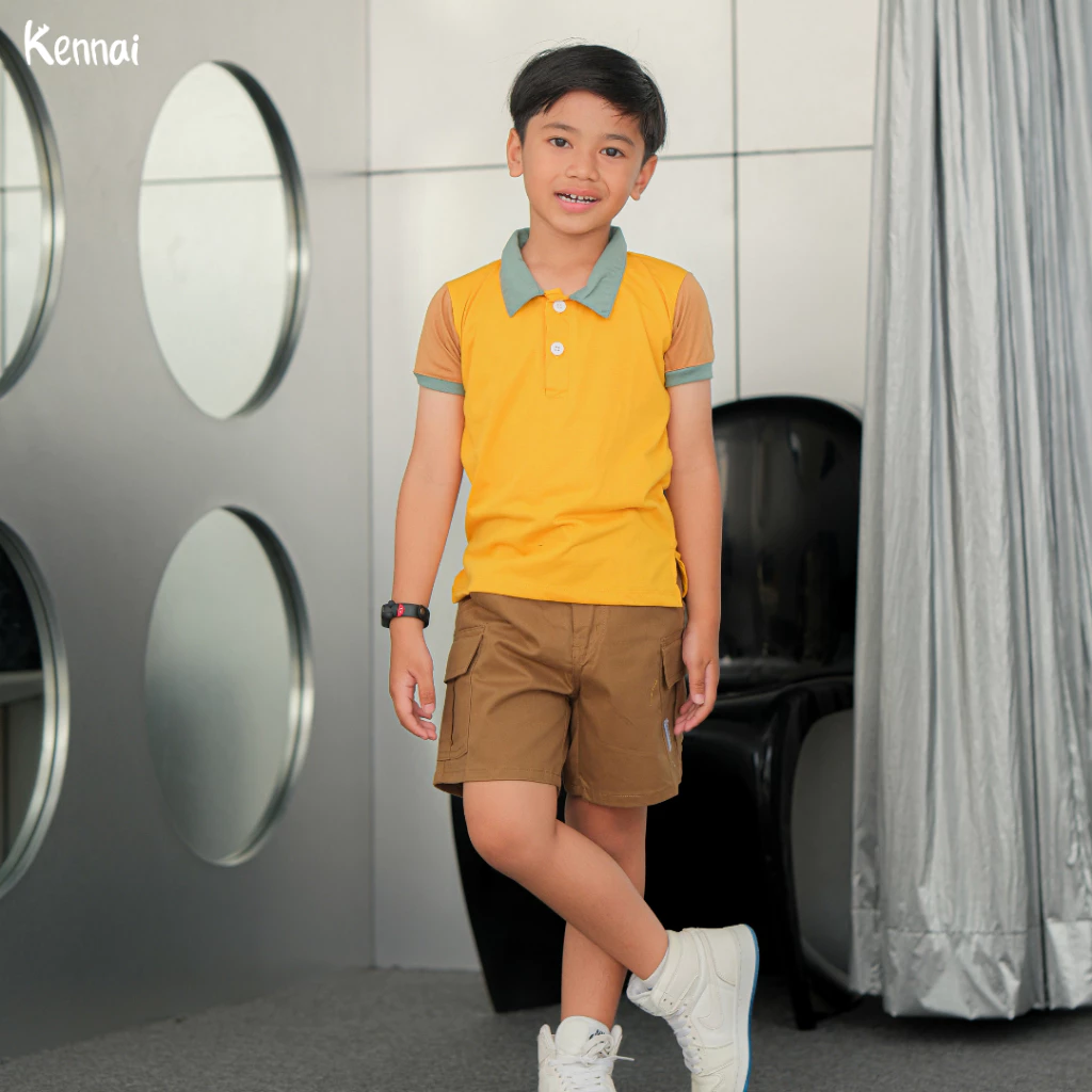 Kennai Baju Polo Kaos Kerah Aston polos anak Laki laki Perempuan 1-8tahun - Image 2