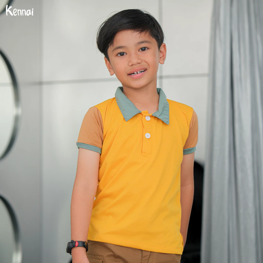 Kennai Baju Polo Kaos Kerah Aston polos anak Laki laki Perempuan 1-8tahun - Image 3