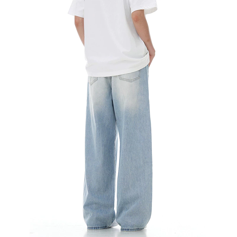 Celana jeans pria biru muda panjang baggy pants Korean style premium denim unisex gombrong casual straight jens - Image 2