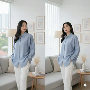 Kemeja Rayon Twill UNIQLO Premium Wanita Kemeja Polos Terbaru Lengan Panjang