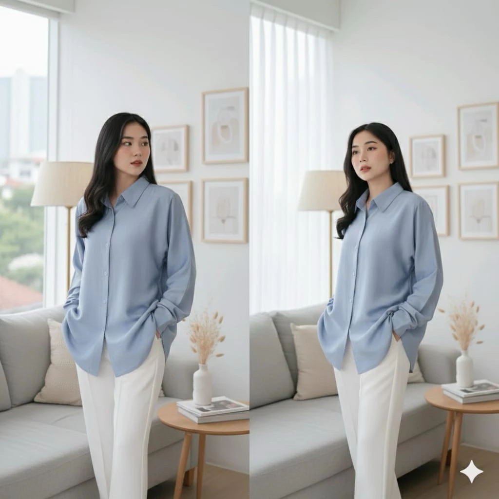 Kemeja Rayon Twill UNIQLO Premium Wanita Kemeja Polos Terbaru Lengan Panjang
