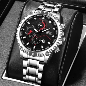 Jam Tangan Pria Original Anti Air Mewah Bercahaya Kulit Keren Chronograph Men Watch Cod