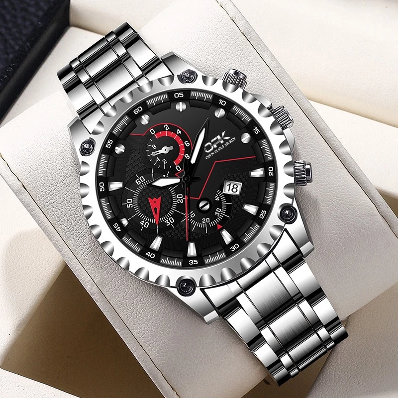 Jam Tangan Pria Original Anti Air Mewah Bercahaya Kulit Keren Chronograph Men Watch Cod - Image 2