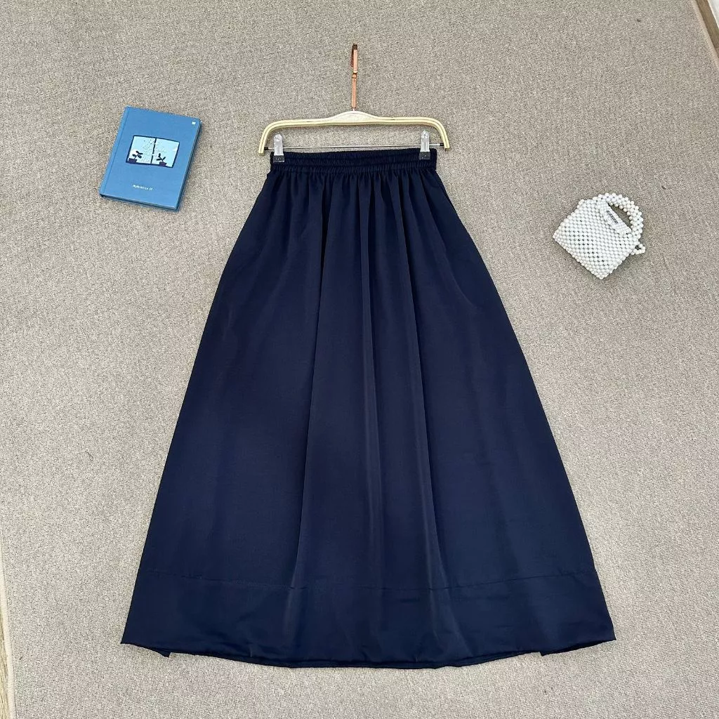 Rok Polos Jatuh A Line Wanita Basic Skirt Korean Style Pinggang Full Karet Anti Menerawang - Image 2