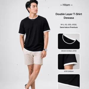 Kaos Double Layer Rib Tshrit Pria Basic Semi Katun 24s Premium Kaos Distro Polos Dewasa