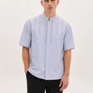 Baju Koko Kemeja Pria Bordir Lengan Pendek