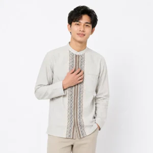 Kemeja Koko Pria Lengan Panjang Motif Premium