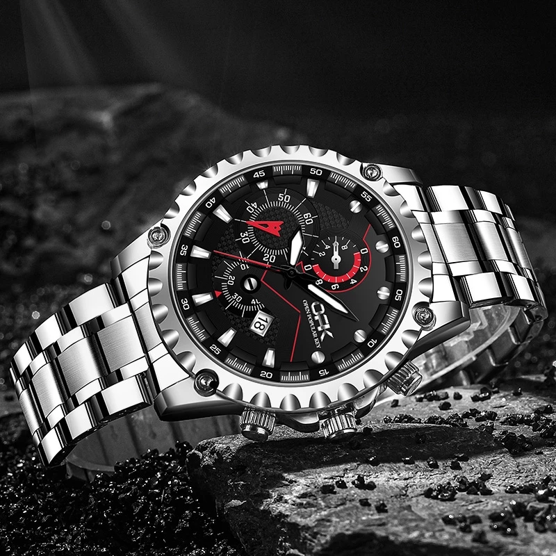 Jam Tangan Pria Original Anti Air Mewah Bercahaya Kulit Keren Chronograph Men Watch Cod - Image 3