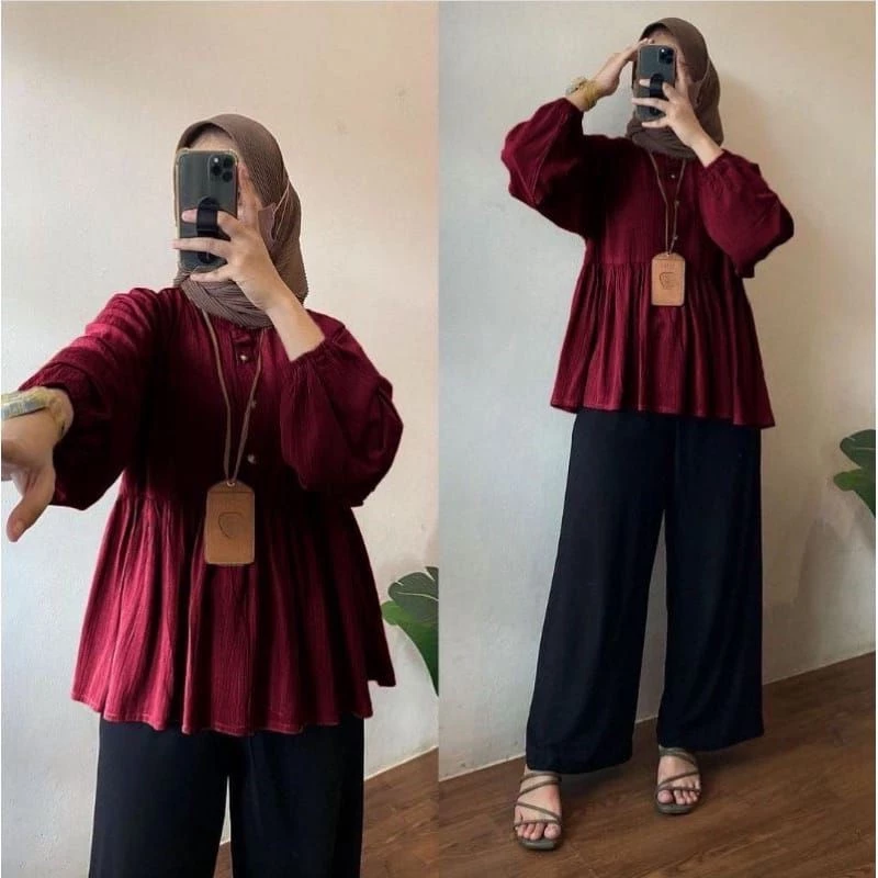 Raisa Blouse Rayon Crinkle Premium Rania Blouse Crinkle - Image 3