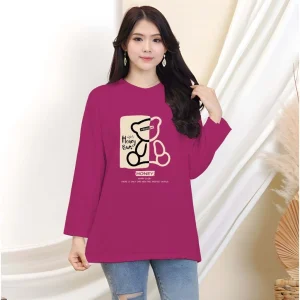 Kaos Oversize Wanita Lengan Panjang/ Kaos Distro Wanita/Kaos Streetwear Oversize Honey Bun