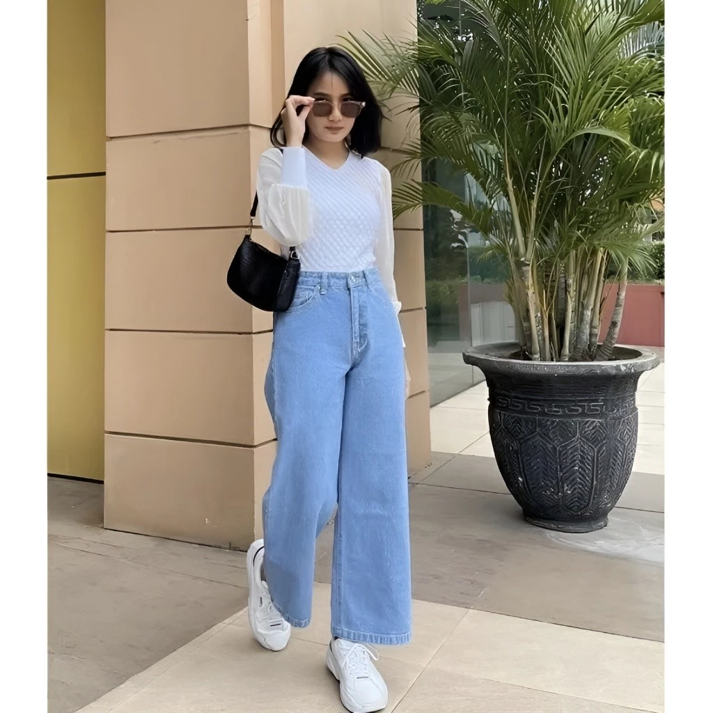 Celana Kulot Jeans Wanita Premium Lembut Dan Nyaman